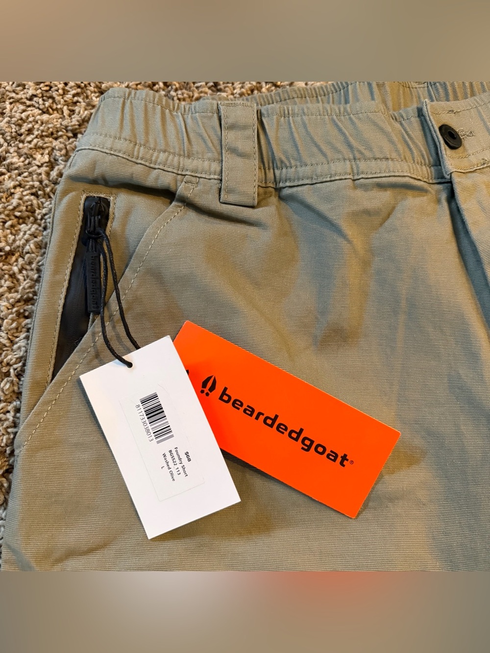 Bearded Goat Men's Olive Cargo Pants with Elastic Waist